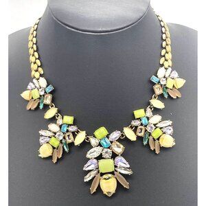 Stella & Dot Trellis Rhinestone Crystals Statement Necklace Gold Tone 17-20 Inch